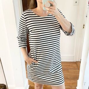 Ellison Striped 3/4 Sleeve Dress Black & White Size Small